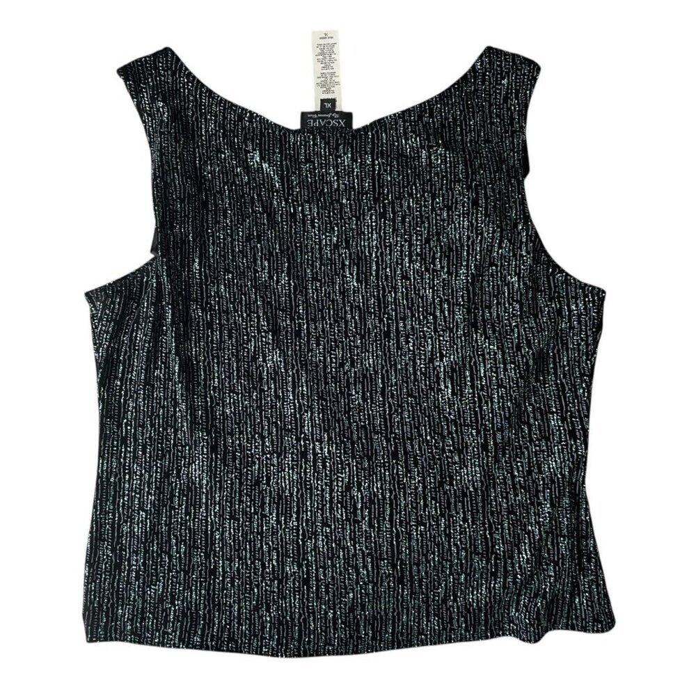 XSCAPE NWT VTG 90s Shimmer Top Sz XL Black Metallic Glam Evening Party‎ Club Y2K - Picture 2 of 8